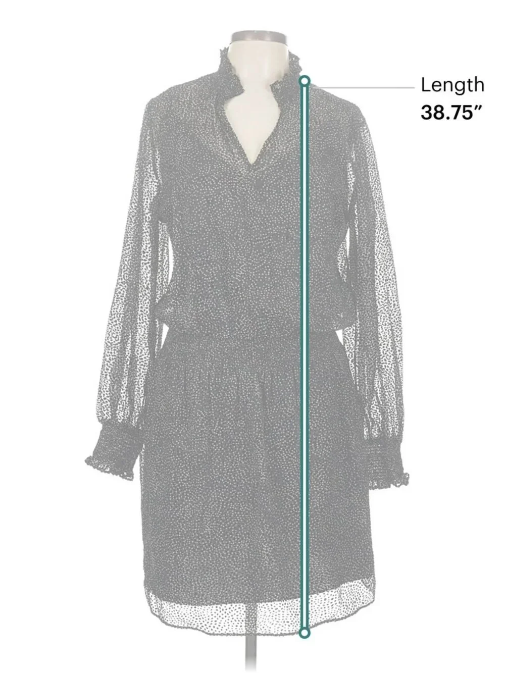 WHBM Polka Dot Blouson Dress Large Black White Sheer Mesh Mini Cocktail Casual - Picture 8 of 9